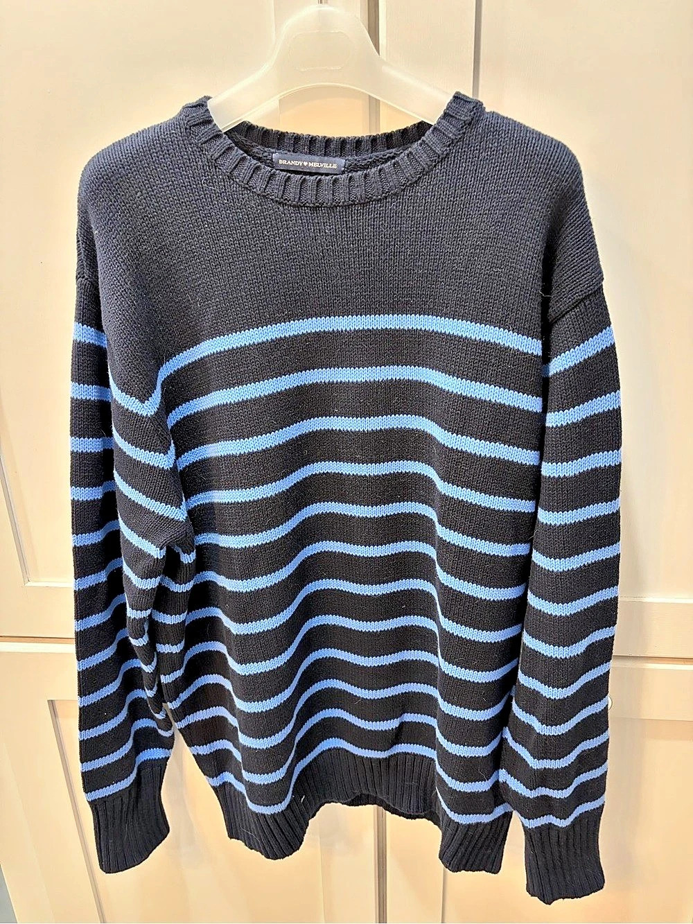 Brandy Melville Brianna Striped Sweater Navy & Blue